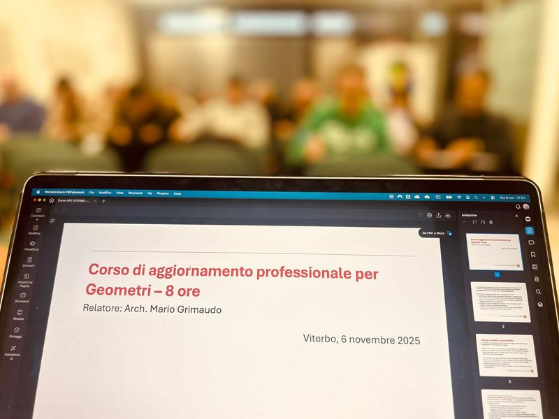 Corso di aggiornamento professionale per geometri sull'APE, Viterbo, novembre 2025