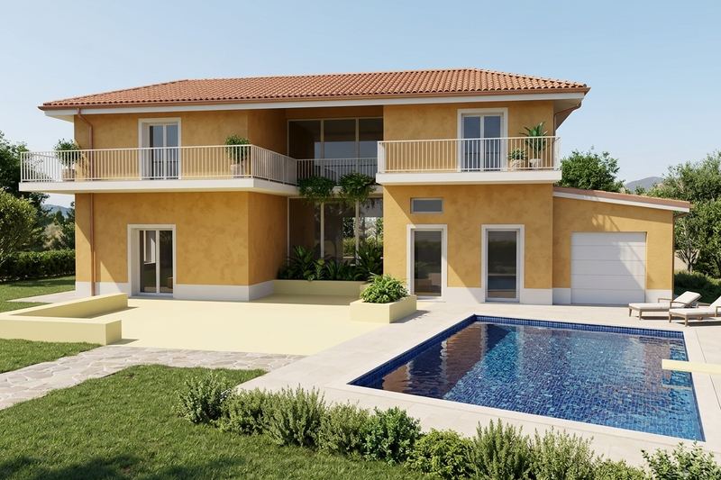 Render del progetto di ristrutturazione di una casa colonica a Mercogliano