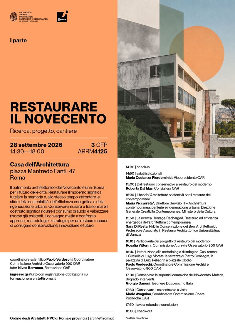 Locandina Convegno Restaurare il NOVECENTO